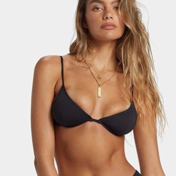 Billabong Junior Sol Searcher Reese Uwire Swimwear bikini top black pebble size - Picture 1 of 6